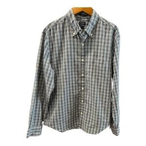 J.Crew Performance Blue and Yellow Button-Up Shirt Slim Untucked Fit, Size Large